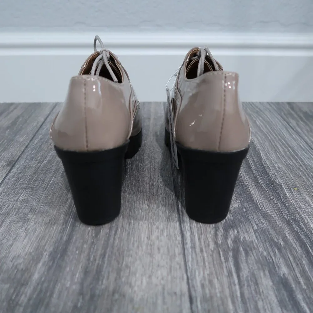 Dadawen Heels Womens 9 Brown Platform Oxfords Chunky Boxy Academia - Picture 7 of 15